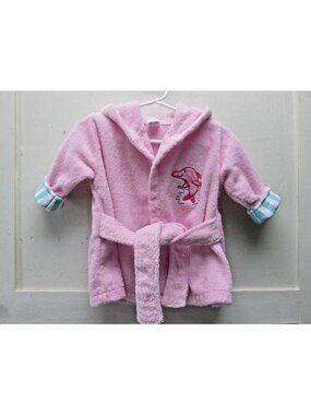 Luvable Friends Baby Girls Hooded Bathrobe Pink 0-9 months Dolphin Fish